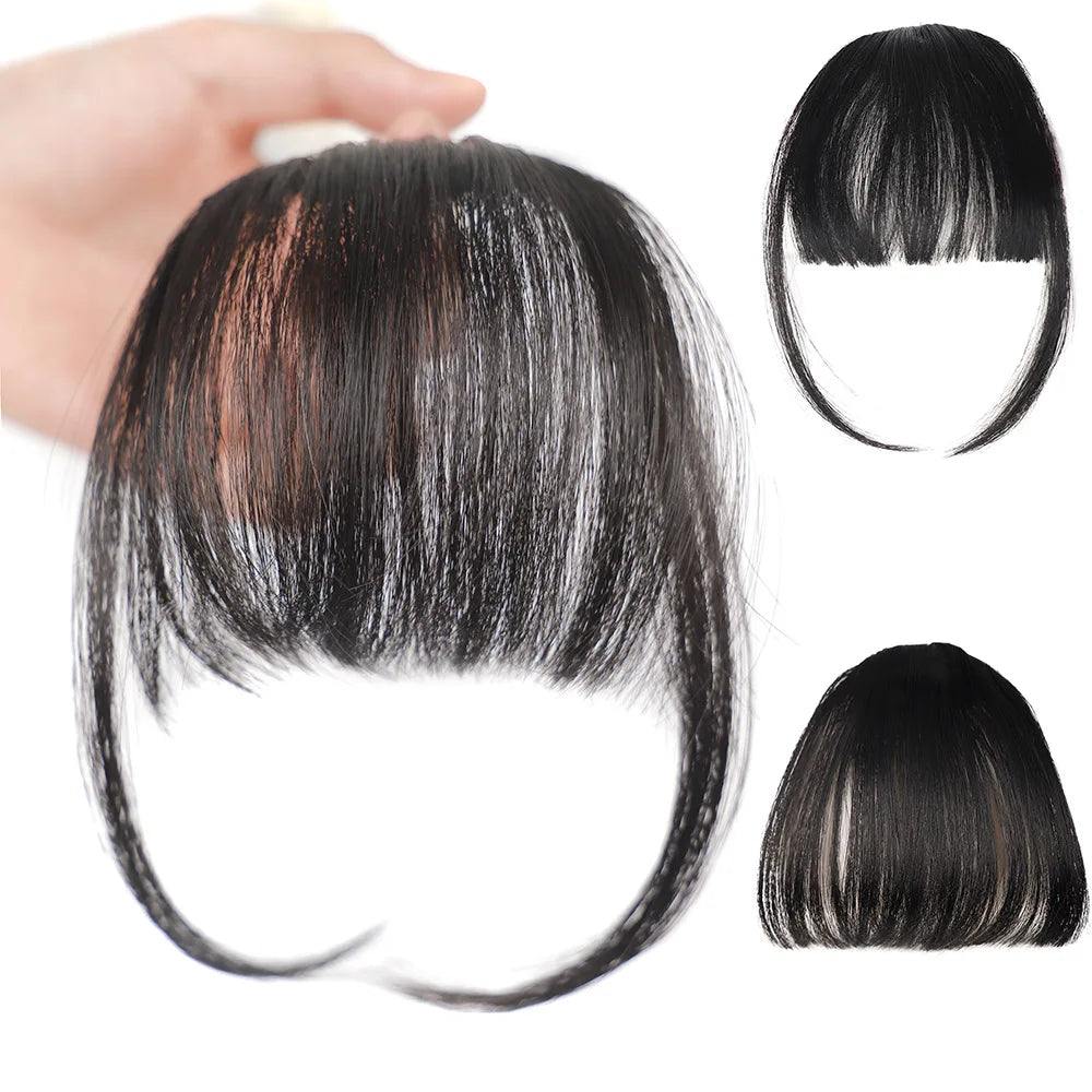 Synthetic Air Bangs Hair Clip-In Extension Heat Resistant Invisible Hairpiece Women Natural Black Bangs Hair Clip Hair Extension