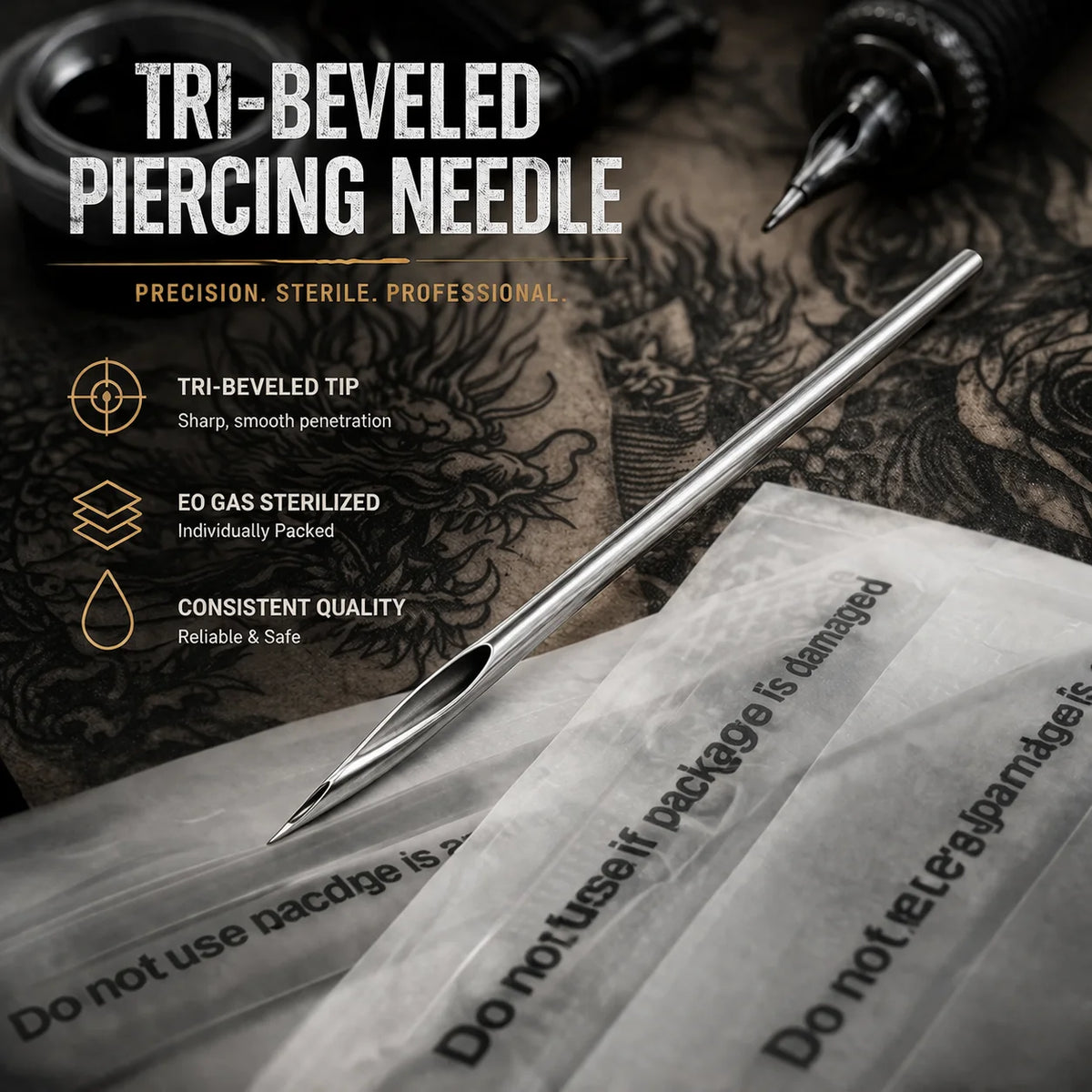 Audersigt  10/100pcs Body Piercing Needles 14G 16G 18G Stainless Steel Disposable Ear Nose Navel Nipple Lip Piercing Needle