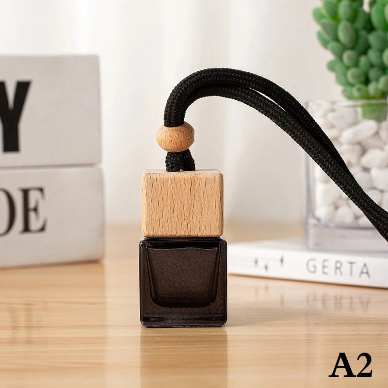 1PC Dyed Square Cap Black Cap Empty Bottle Car Essential Oil Diffuser Fragrance Air Freshener Scent Perfume Bottle Ornament
