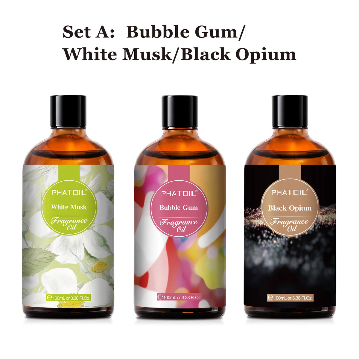 PHATOIL 100ml Fragrance Oil Coconut & Vanilla Bubble Gum Sea Breeze White Musk Aroma Fragrance Oils For Candles Soap Making