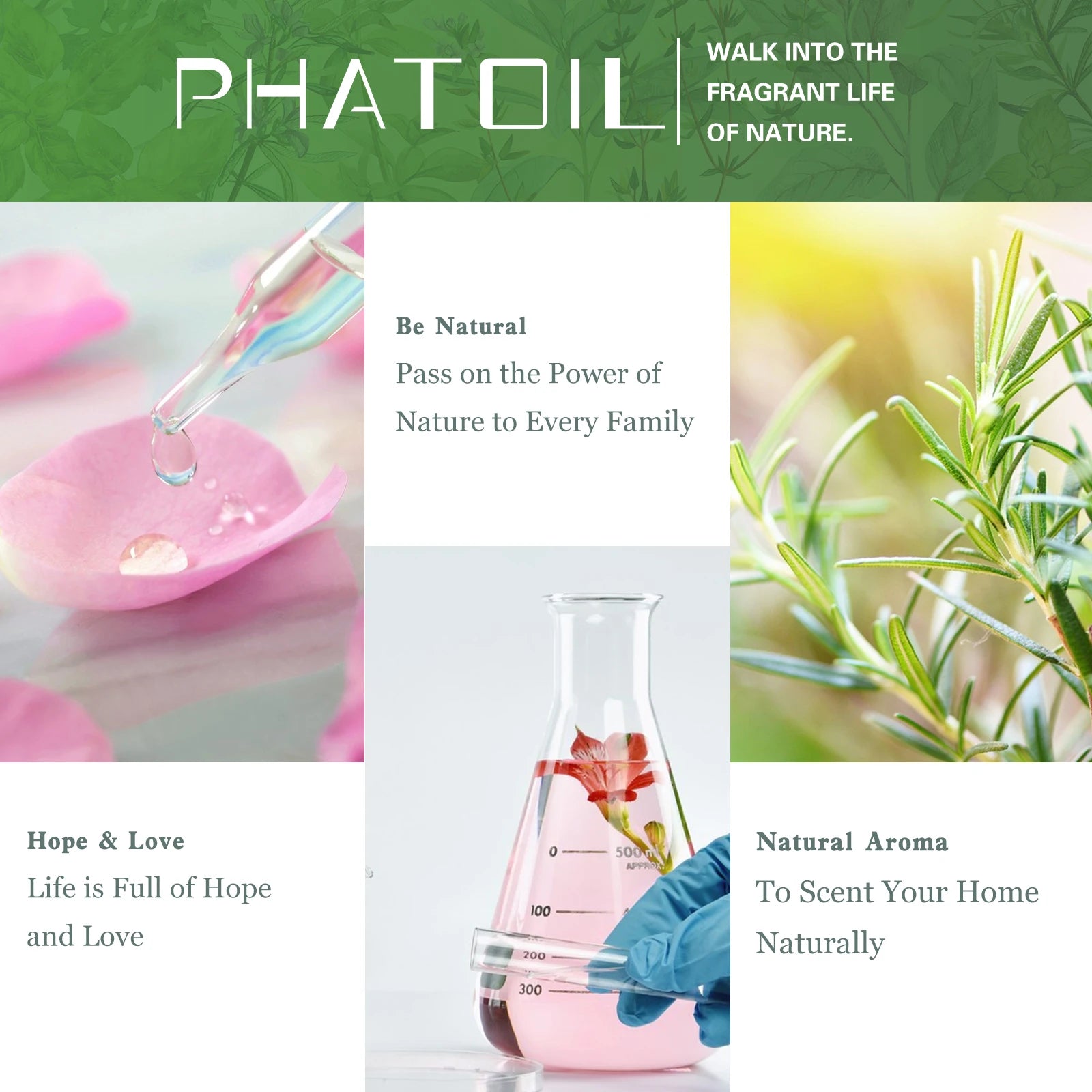 PHATOIL Natural Plant Essential Oil 10ml Eucalyptus Lavender Bergamot Vanilla Peppermint 1PCS Aroma Essential Oils For Diffuser