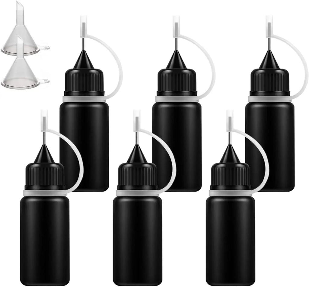 5pcs 10mL-120 mL Empty Needle Tip Glue Bottle With Black Cap DIY Quilling Tool Liquid Dropper Containers Silicone Rings