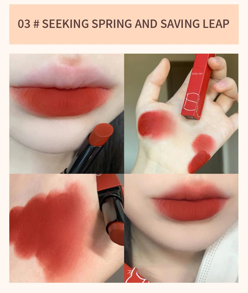TX010 Thin Tube Matte Lipstick Waterproof Sweatproof Long-Lasting Makeup Resistant Dual Use on Lips And Cheeks