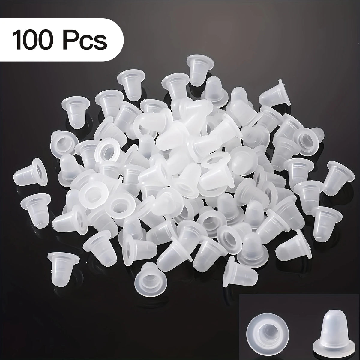 100Pcs Disposable Tattoo Ink Cup S  Size and L Size Silicone Permanent Tattoo Makeup Eyebrow Makeup Pigment Container Caps