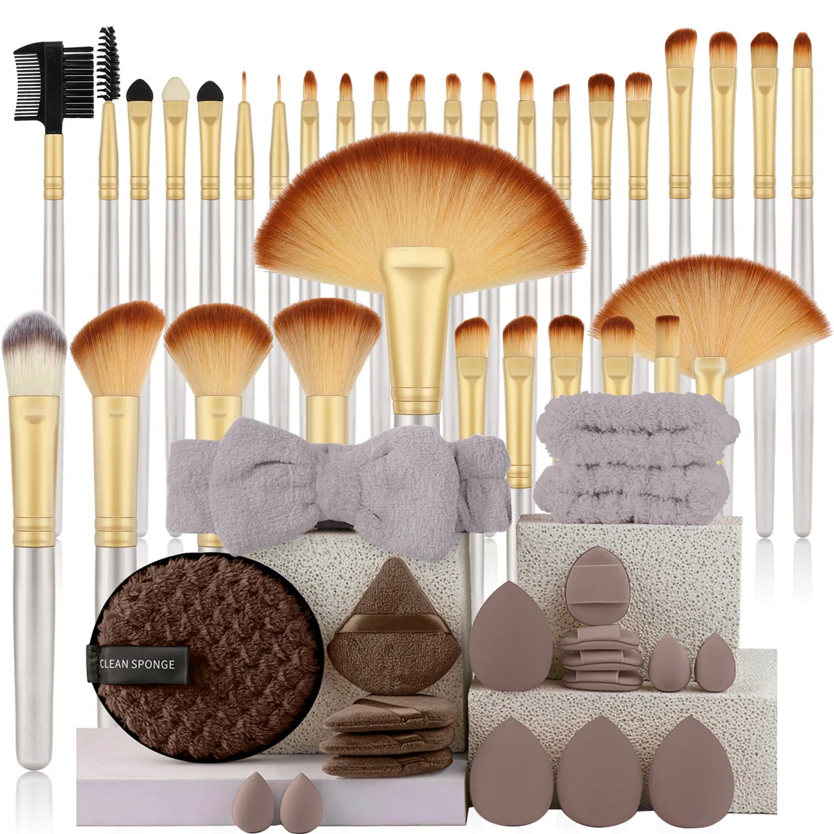 32Pc Makeup Brush Set Cosmetic Tools for Powder Eye Shadow Foundation Blush Blending Beauty Makeup Brush Kit for Makeup Starters