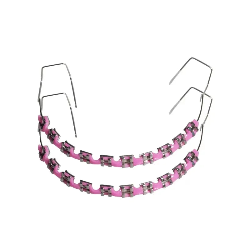 1pair Fashionable Tooth Decoration Set with Metal Chain - Upgraded Dental Model Kit for Upper/Lower Matching, Daily Party Wear