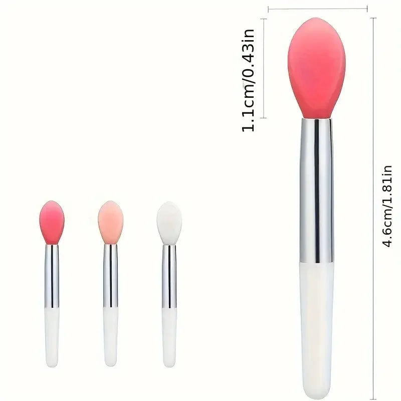 3-Piece Silicone Lip Brush Mini Lip Mask Brush Portable Lipstick Makeup Brush Transparent Applicator Eye Black Stick Makeup Tool