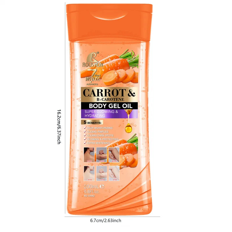 200ML CARROT B-CAROTENE BODY GEL OIL Moisturizing Essential Oil Body Oil Unisex Full Body Care Oil for Body, Face, Hand,