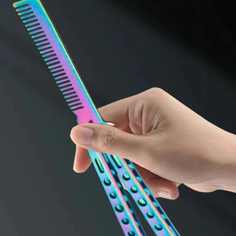 Butterfly Knife Comb, Foldable Comb, Stainless Steel Beard Brush, Salon Hair Styling Tool. Christmas, Halloween and Thanksgiving