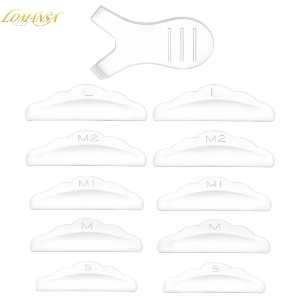 Lomansa NEW Reusable Lash Lift Pads Rods Silicone Eyelash Perming Curler and Y Shape Eyelash Brush Perming Curler Makeup Tools