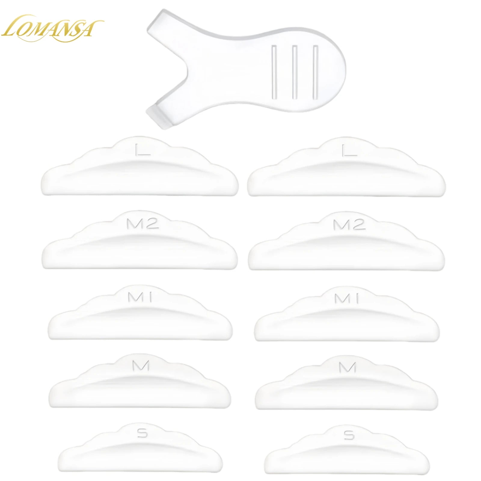 Lomansa NEW Reusable Lash Lift Pads Rods Silicone Eyelash Perming Curler and Y Shape Eyelash Brush Perming Curler Makeup Tools