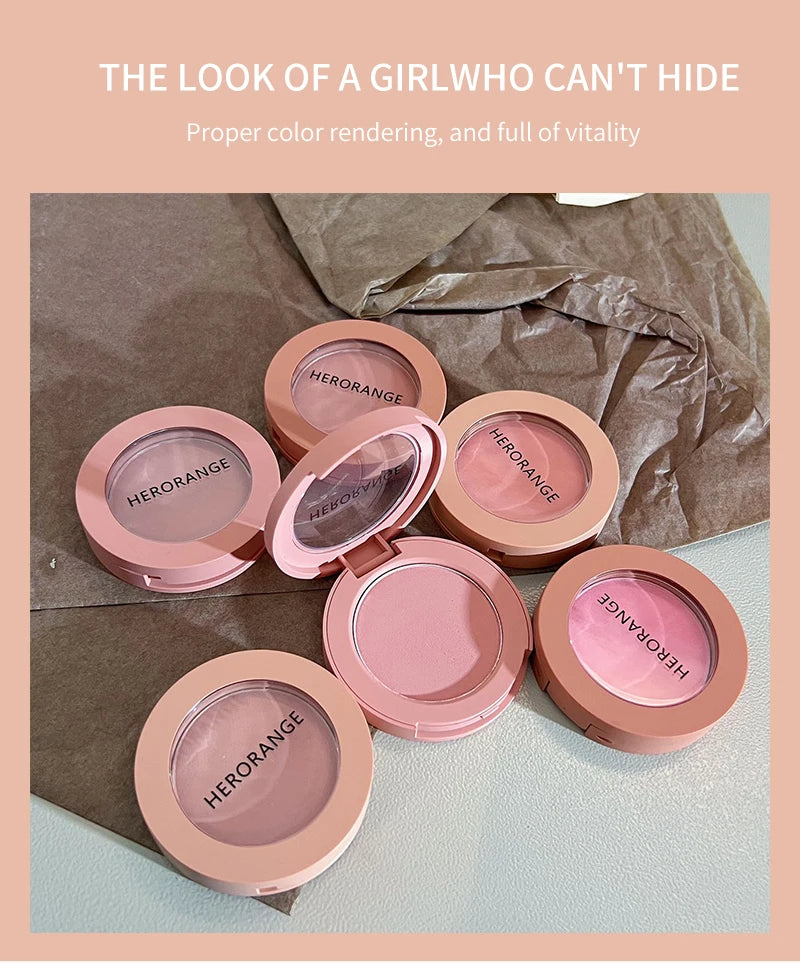 HERORANGE Creamy Blush Soft Matte Natural Color Long Lasting Daily Cheek Makeup For Women