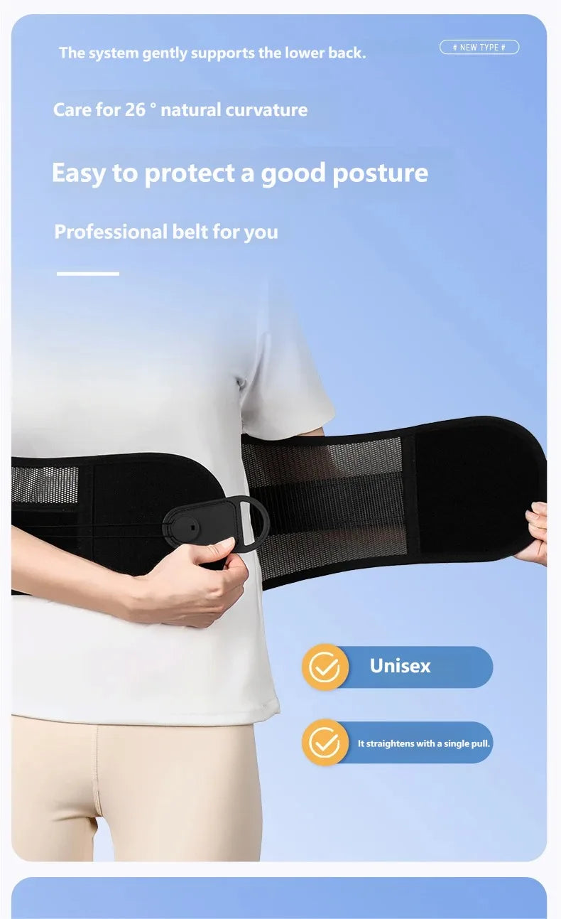 Lumbar Back Support Brace Breathable Mesh Waist Support Belt with Lumbar Panel Compression Strap for Daily Posture Support