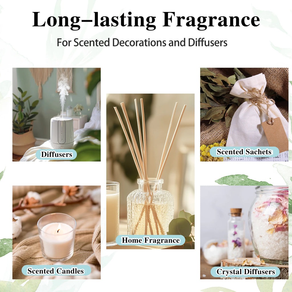 EUQEE 10ml Pure Natural Essential Oil Lavender Jasmine Eucalyptus Vanilla Sandalwood Sweet Orange Lemon Oregano Rose Fragrance