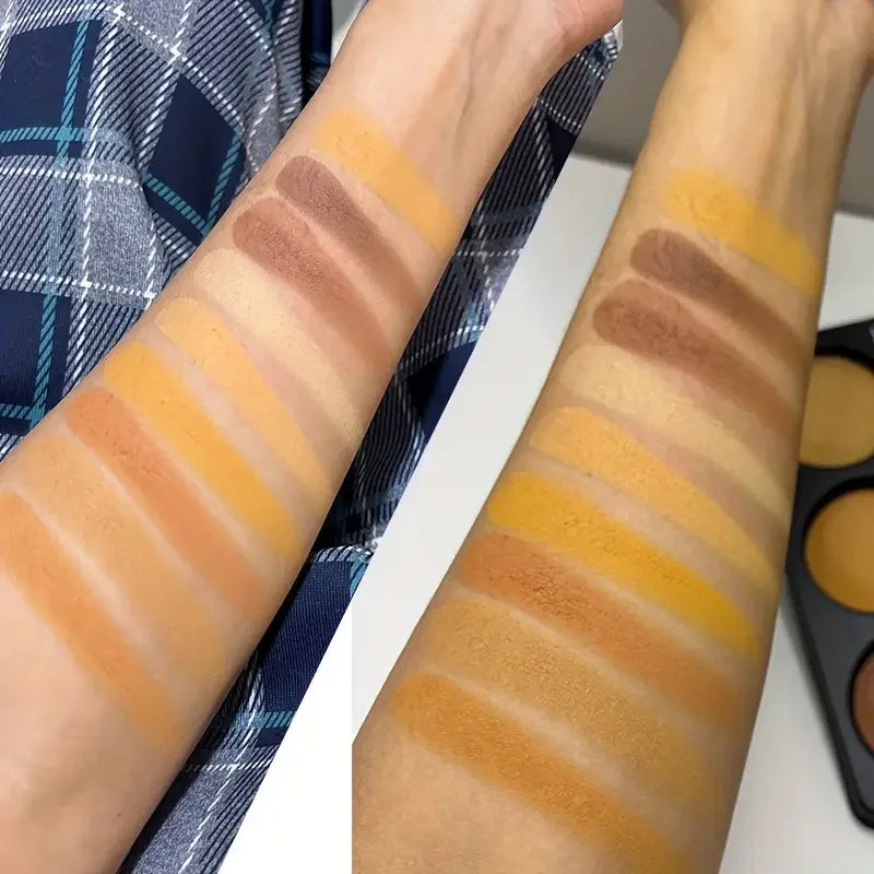 9-Color Dark Bronze Foundation Palette, for Contouring, Concealing, Setting Makeup, Oil Control, Shading, and Nose Shadowing, with a Matte Finish and Subtle Shimmer