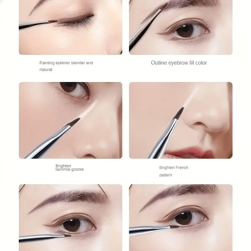 7 combination precision detail makeup brushes, eyeliner and eyebrow brush sets, with ultra-thin eyebrow and lower eyelid brushes