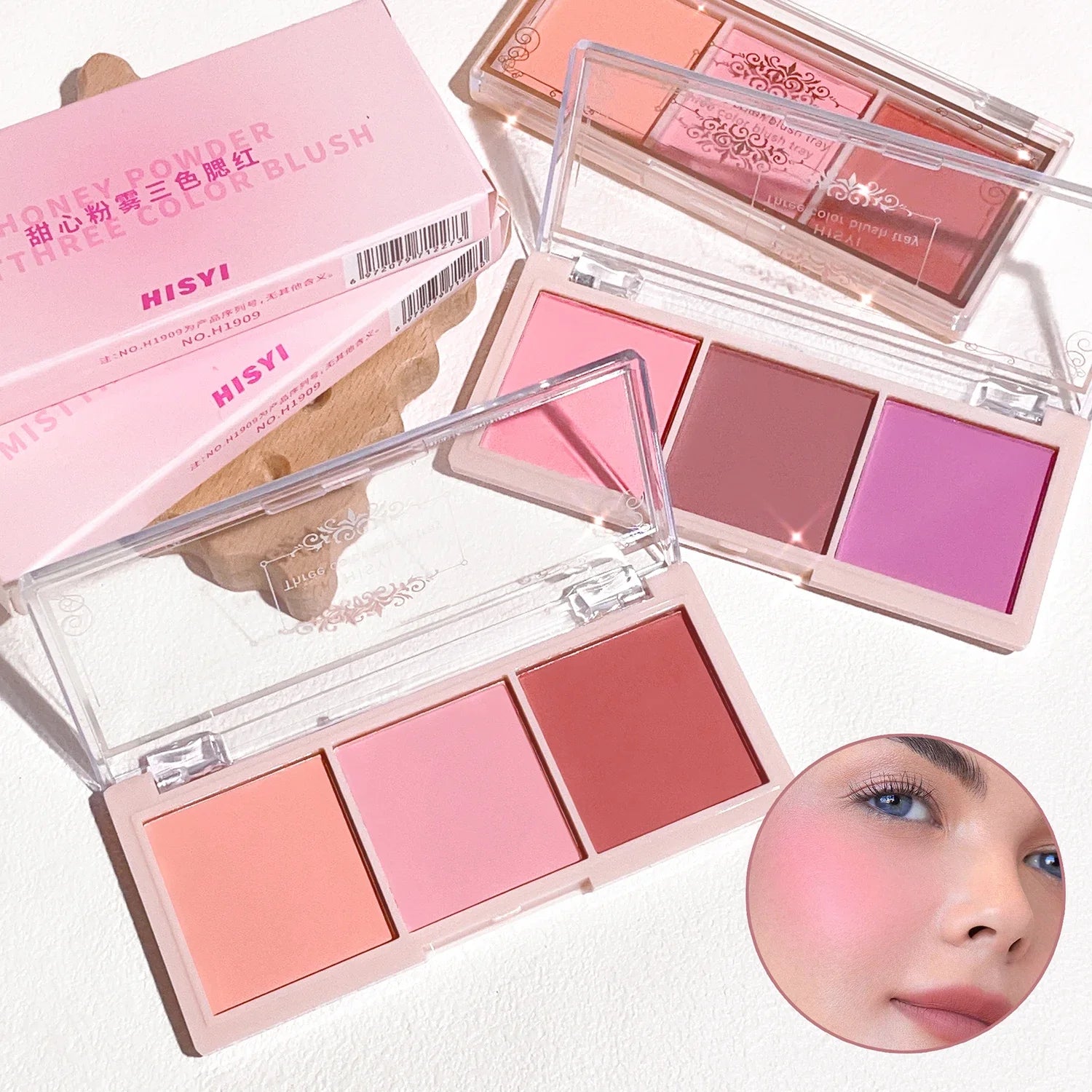 3-Color Cheek Red Plate Nude Makeup Natural Matte Milk Tea Orange Eye Shadow Makeup Lasting High Color Rendering Invisible