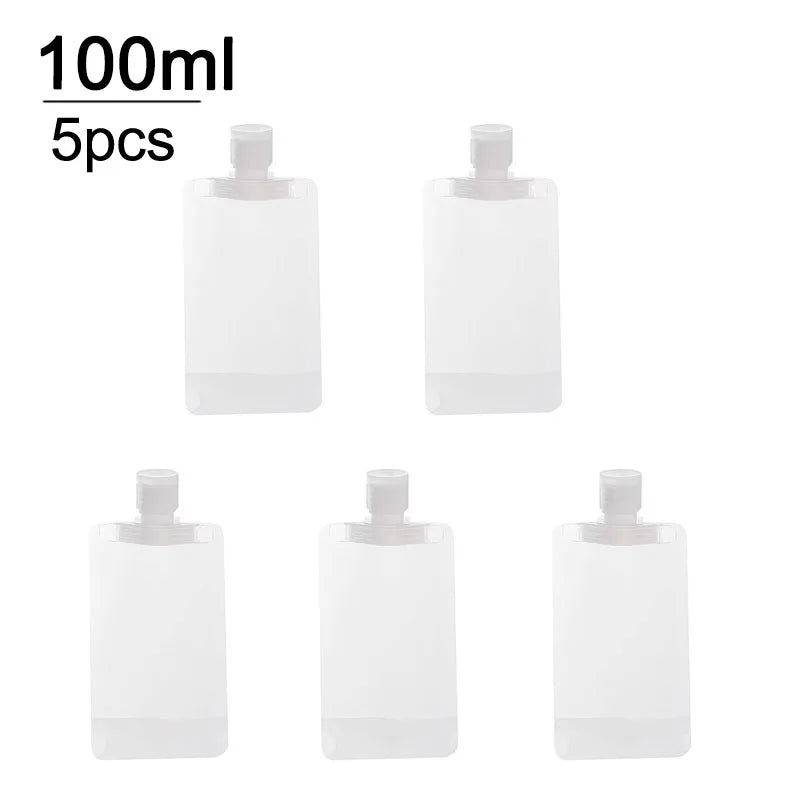 New 5pcs 30ml/50ml/100ml Refillable Travel Boats Empty Cosmetic Container Travel Bottles Liquid Cosmetic Storage Pouches FZP02