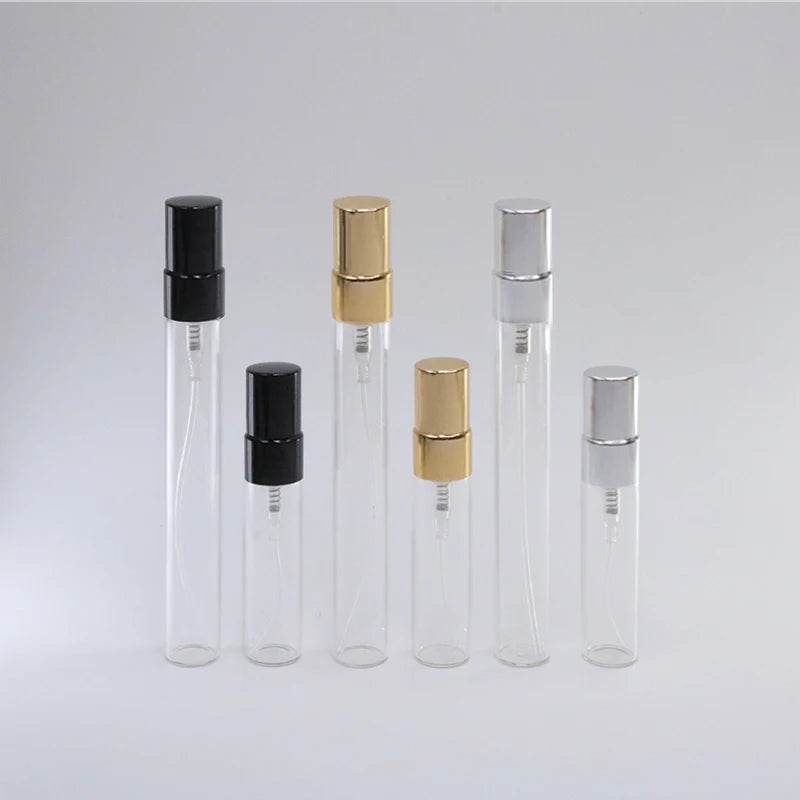 5ml 10ml 10pcs clear glass perfume bottle refillable Portable dispenser spray bottle Metal atomizer perfume bottle