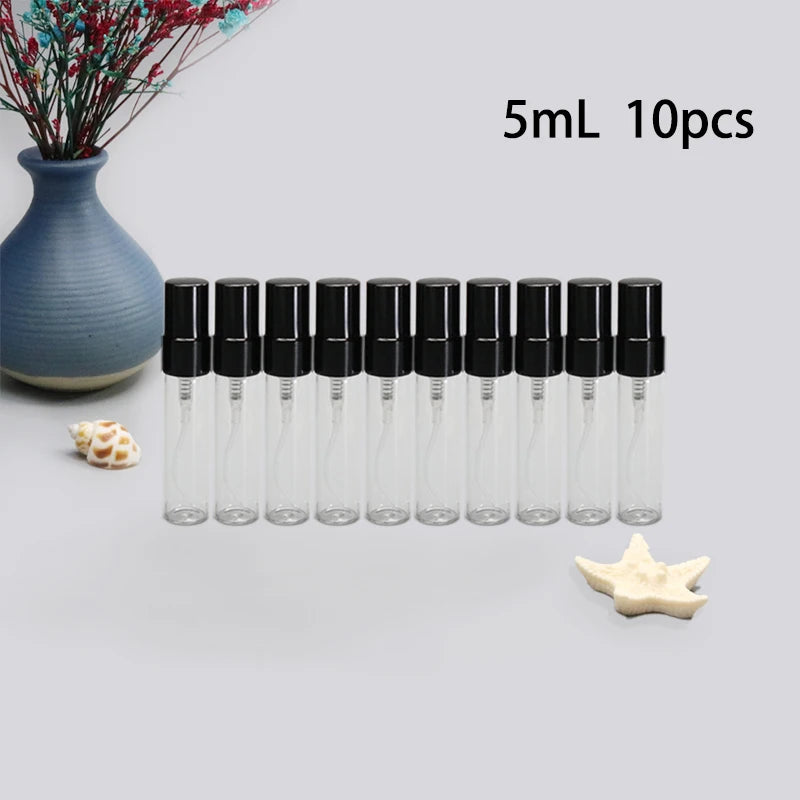 5ml 10ml 10pcs clear glass perfume bottle refillable Portable dispenser spray bottle Metal atomizer perfume bottle