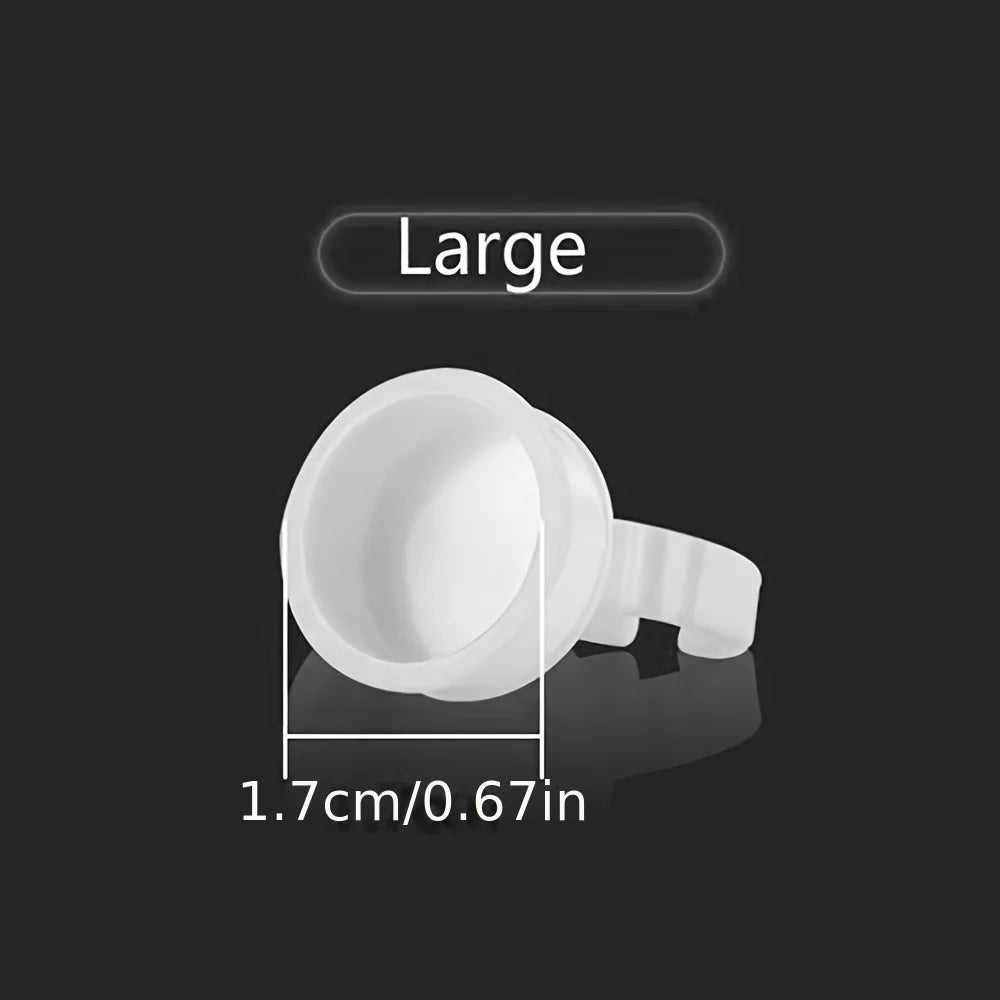 100Pcs Disposable White Ring Tattoo Ink Cups Permanent Makeup Coloring Pigment Cup Container Tattoo Accessory for Tattoo Artists