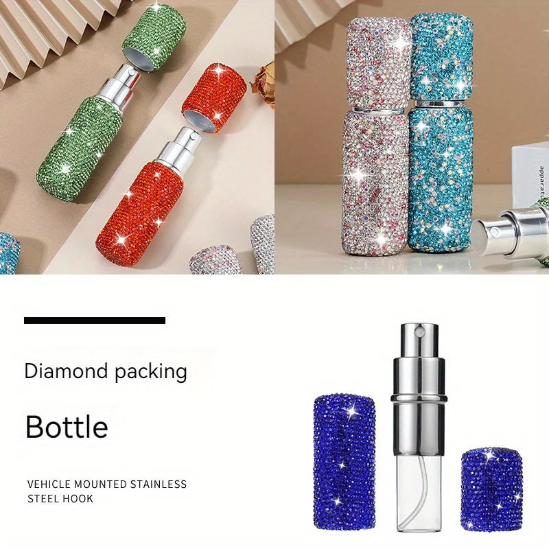 10ml Crystal Perfume Spray Bottle Travel Refillable Bottles Mini Potable Bling Glitter Empty Cosmetic Containers Atomizer Bottle