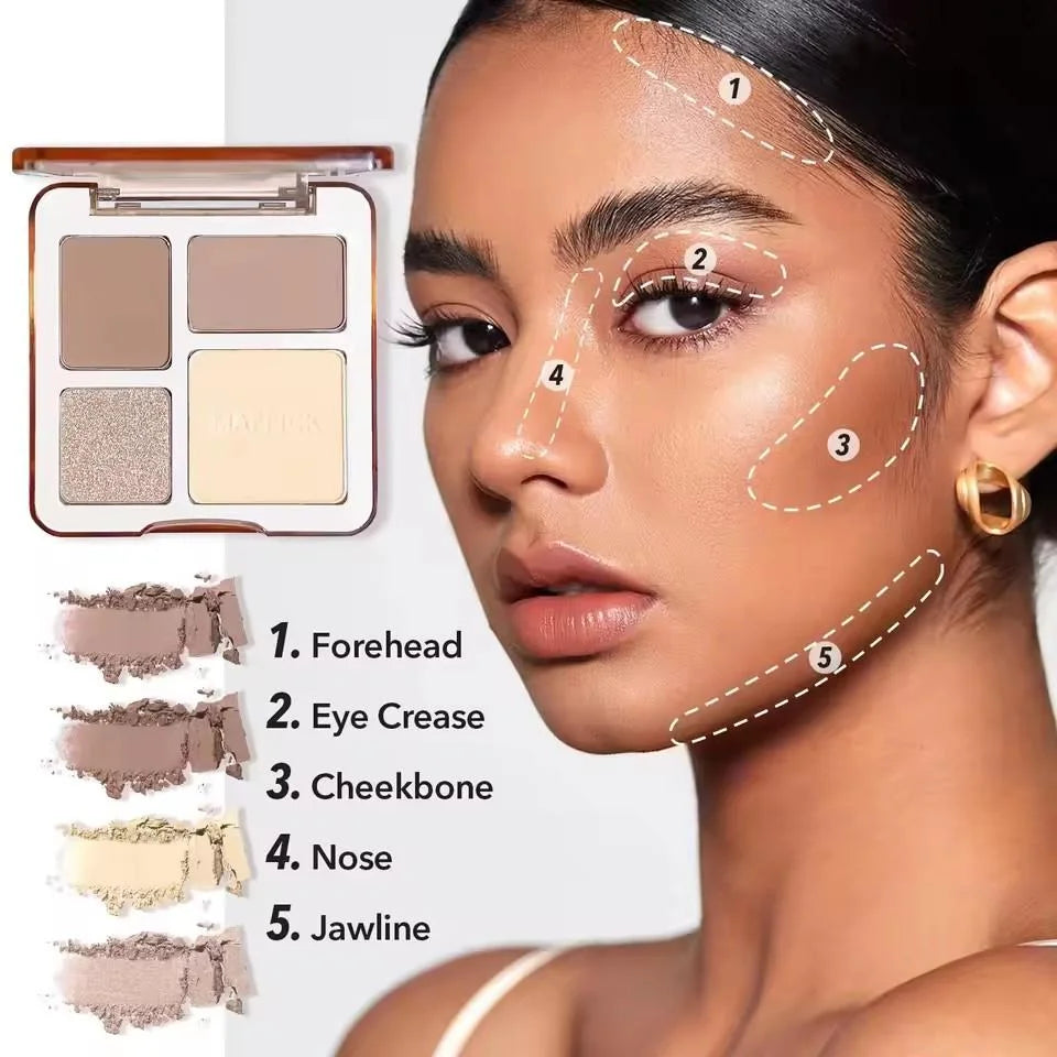 Natural Stereoscopic Face Powder Palette  Matte Bronzer  Contour Shading  Multifunctional Highlighter  Cosmetic Blush gift
