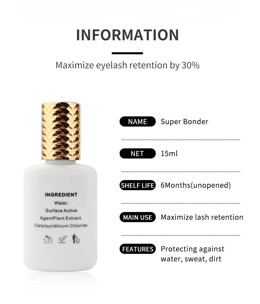 15ml Super Bonder Fixing Agent for Eyelashes Extensions Primer for Lash Glue Help Lash Bonder Adhesive Hardener Professional