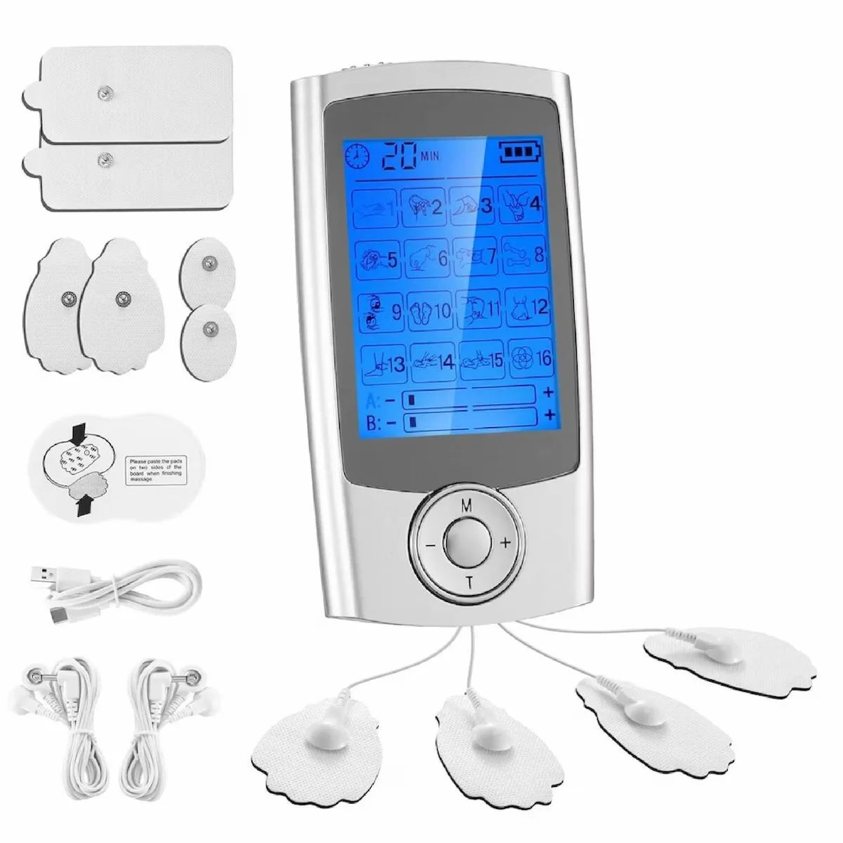 16 Modes Digital EMS Body Massager Electric Muscle Stimulator Portable Electrostimulation Relax Care Tool Home Use