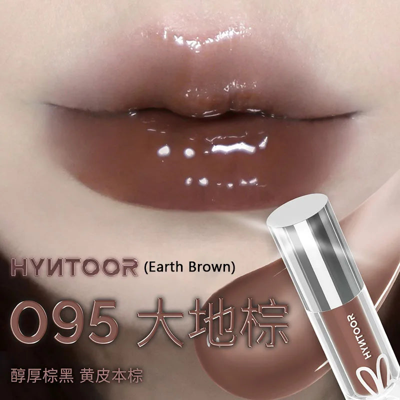 HYNTOOR Goth Lip Gloss Mirror Moist Nude Grey Black Silvery Fine Flash Low Saturation Lip Glaze Lasting Halloween Lip Makeup