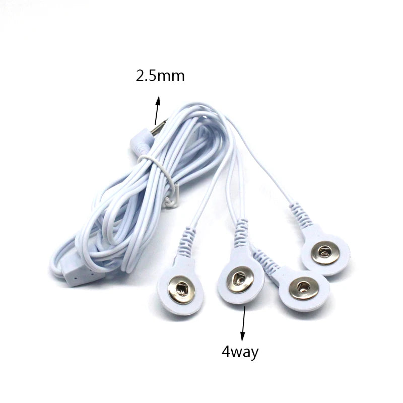 2 Way+4-Way Machine Massager Button Cable Electrode Pads Standard Connection Massage for TENS Unit Lead Wires Cables