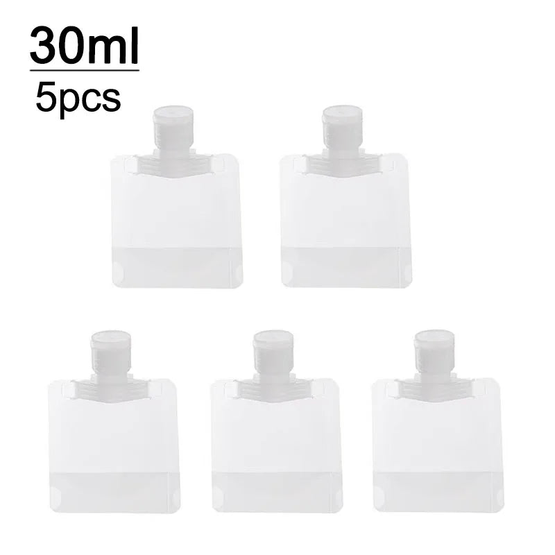 New 5pcs 30ml/50ml/100ml Refillable Travel Boats Empty Cosmetic Container Travel Bottles Liquid Cosmetic Storage Pouches FZP02