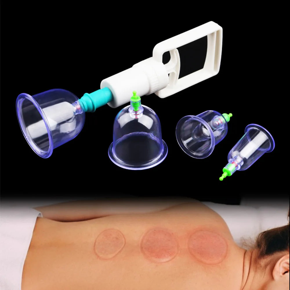 6 Suction Cups for Back-Vacuum Cupping Massage Kit w/ Pump Gun Body Massage Anti-Cellulite