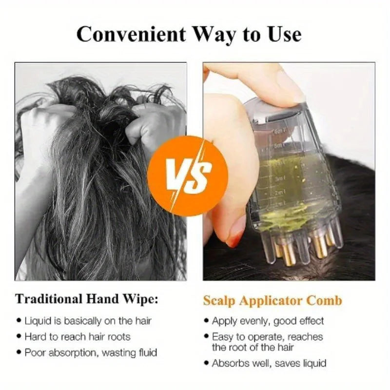 Scalp Applicator Comb, Hair Scalp Oil Applicator, Mini Portable Head Essential Oil Roller Ball Massage Fixing Liquid Guide Comb