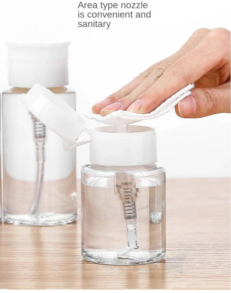 1pc Refillable Bottles Push-type Bottling   Empty Pump Dispenser Bottle for Nail Polish and Makeup Remover Bottle Packaging