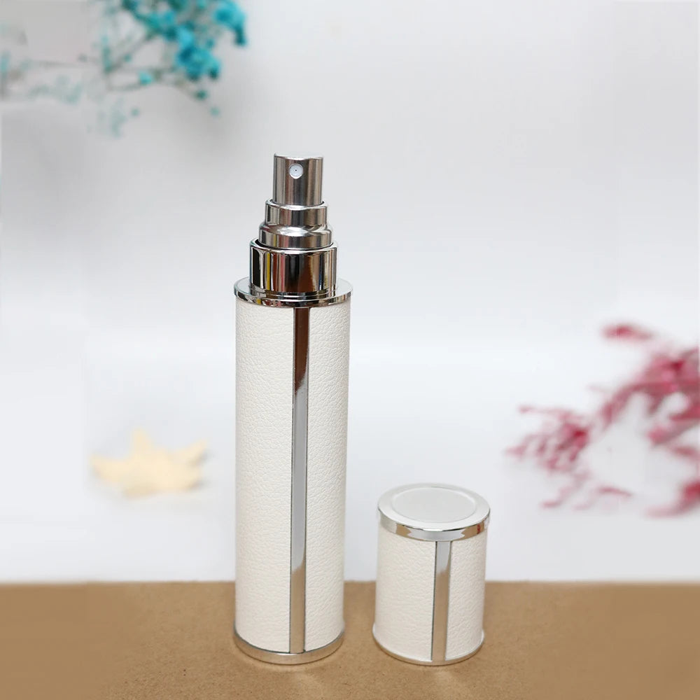 10ml Luxury Leather Wrapped Glass Perfume Spray Bottle, Portable Mini Refillable Perfume Atomizer, BPA-Free Cosmetic Container