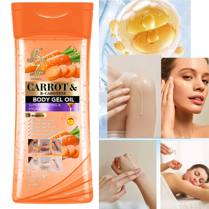 200ML CARROT B-CAROTENE BODY GEL OIL Moisturizing Essential Oil Body Oil Unisex Full Body Care Oil for Body, Face, Hand,