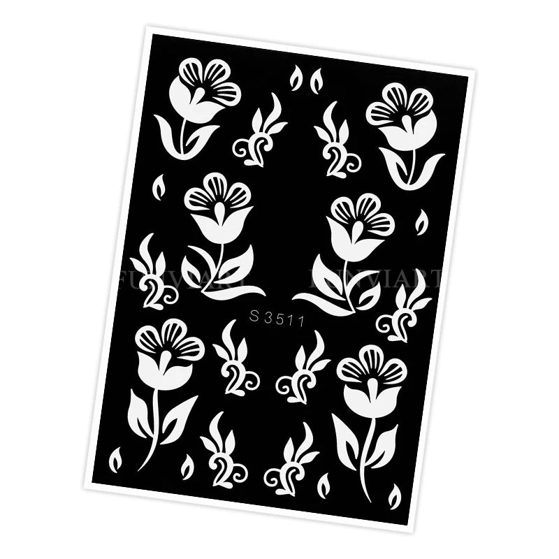Reusable Stencil for Henna Flower Mehndi Design Tattoo Template for Women Henna Tattoo Stencil for Hand Foot Body Painting