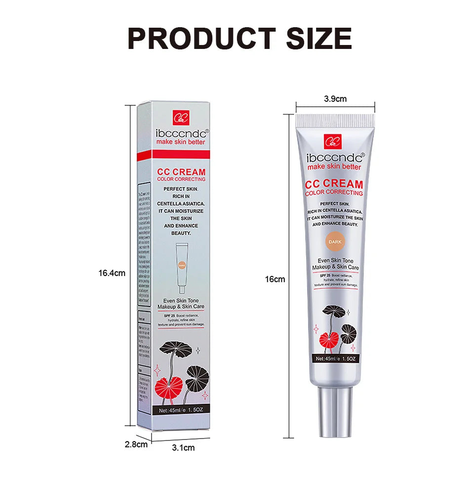 45ml Color Correcting CC Cream Facial Centella Asiatica Repair BB Cream Natural Concealer Whitening Liquid Foundation Cosmetics