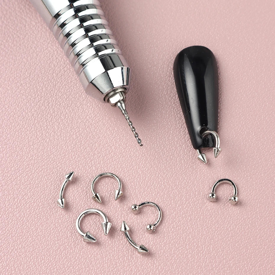 Nail Drill Pierce Bit for Jewelry Open Ring Nail Art Decorative Piercing Tungsten Steel Grinding Head Precise Hole Punching Tool