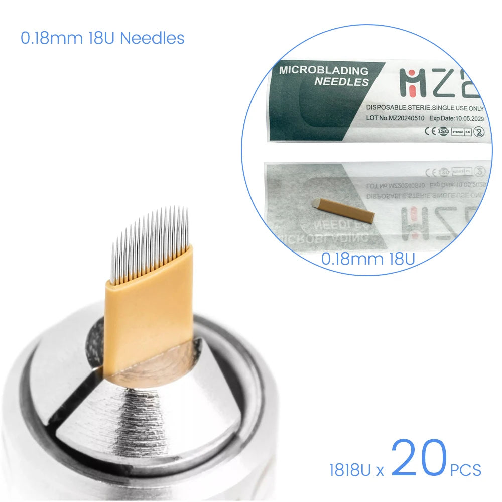 Master Blade U304 Stainless Steel Eyebrow Microblading Needles 18 U-Shape Tebori Pen Nano Agujas Dia 0.18mm 18U Tattoo Supplies