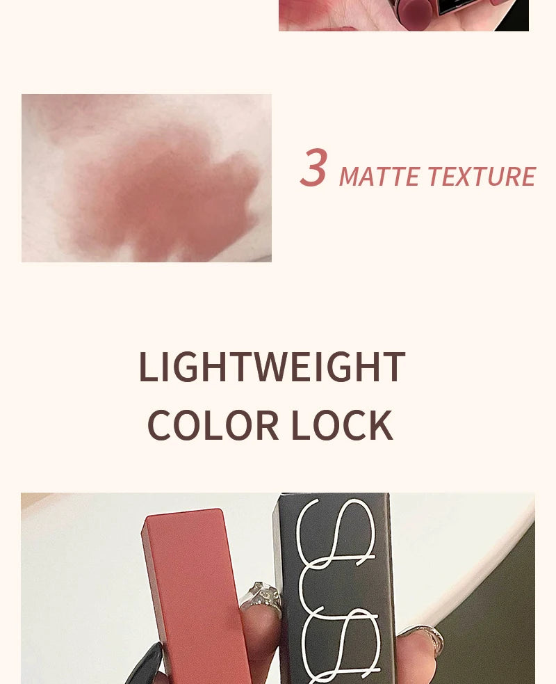 TX010 Thin Tube Matte Lipstick Waterproof Sweatproof Long-Lasting Makeup Resistant Dual Use on Lips And Cheeks