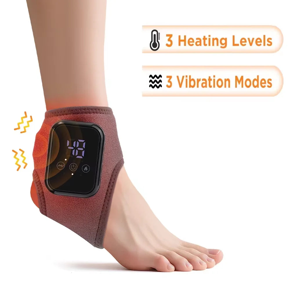 Cordless Heating Ankle Wrist Brace Vibration Massager Electric Hot Compress Massage Ankle Guard Wristband Hand Foot Protector