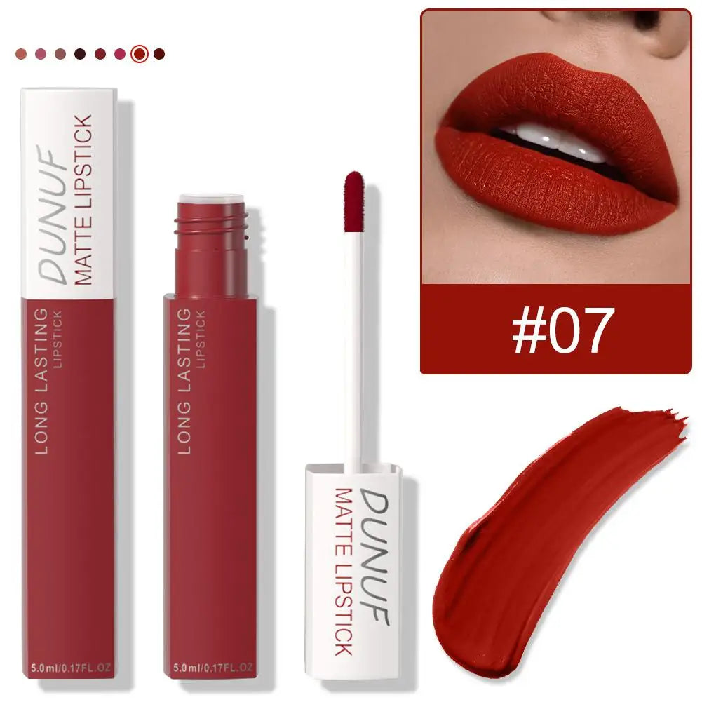 Non Stick Cup Liquid Lipstick Dark Purple Long Lasting Lip Gloss Matte Velvet Finish Resistant To Fading Waterproof Lip Cosmetic