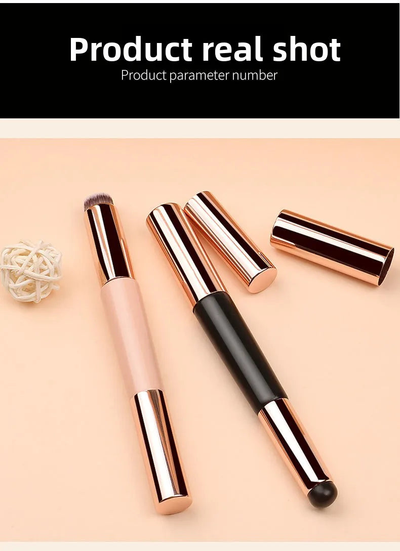 2 In 1 Silicone Lip Brush Concealer Brush Wooden Handle Lipstick Lip Balm Applicator with Cap Travel Makeup Brush Beauty Tools