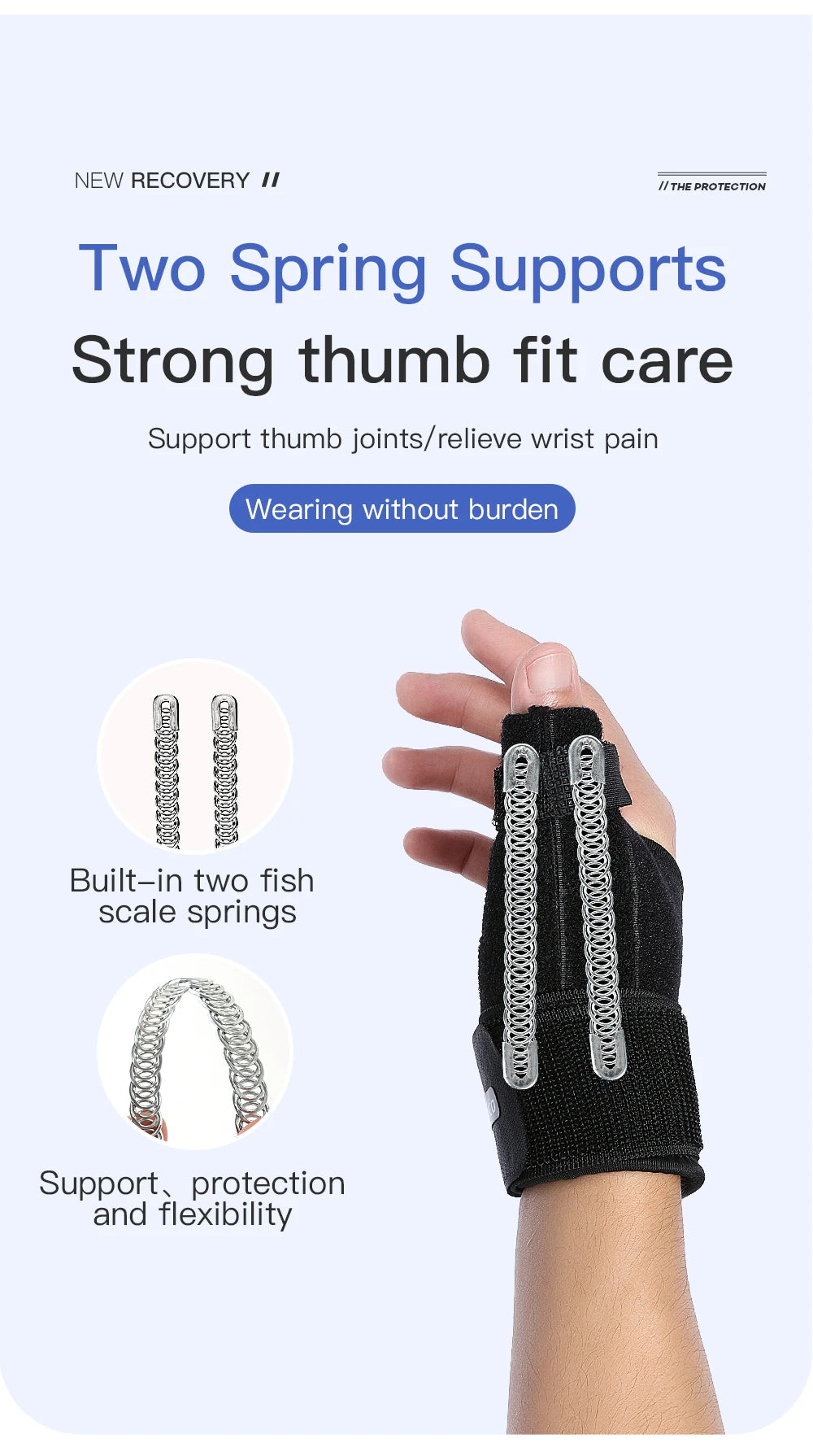1PC Flexible Splint Wrist Thumb Support Brace for Tendonitis Arthritis Breathable Thumb Protector Guard Fits Right and Left Hand
