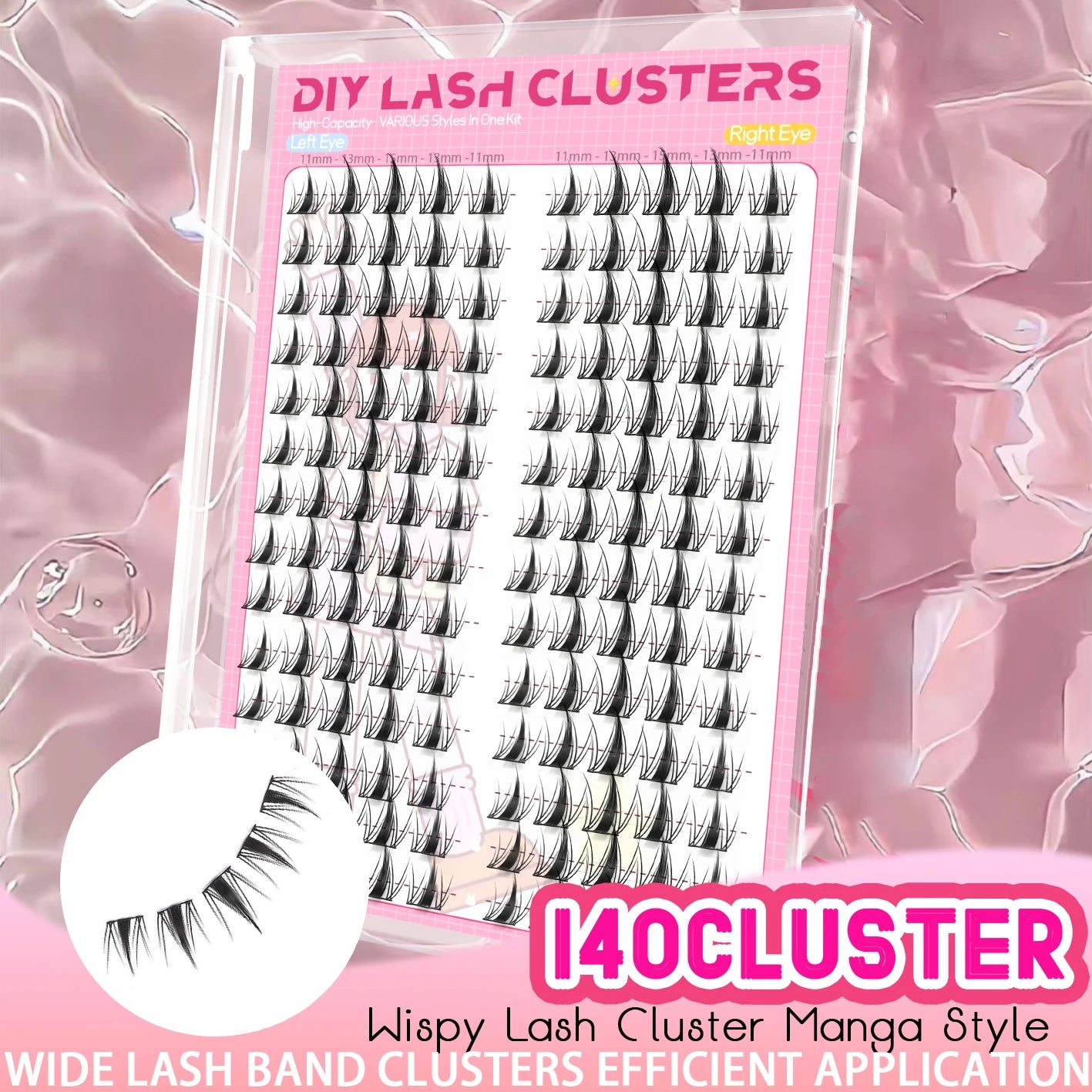 140 Cluster Korean-Style False Lash Extension Kit – Perfect for Cosplay Makeup & Natural Long Wispy Cat Eyes!