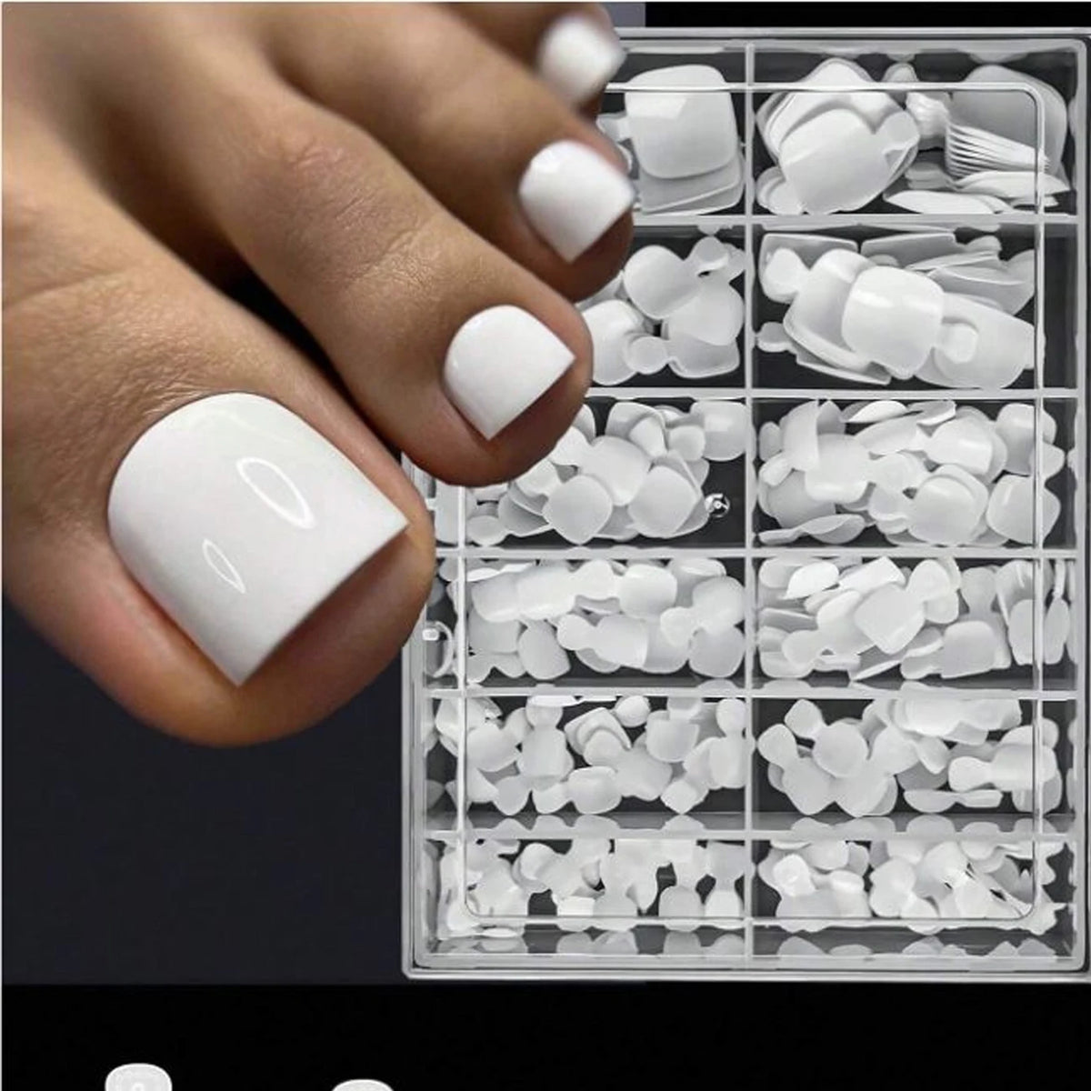 120PCS/PCS  Women'S White Fake Toe Nail Press, Perfectly Fits The Nail, Reusable Acrylic Fake Toe Nail
