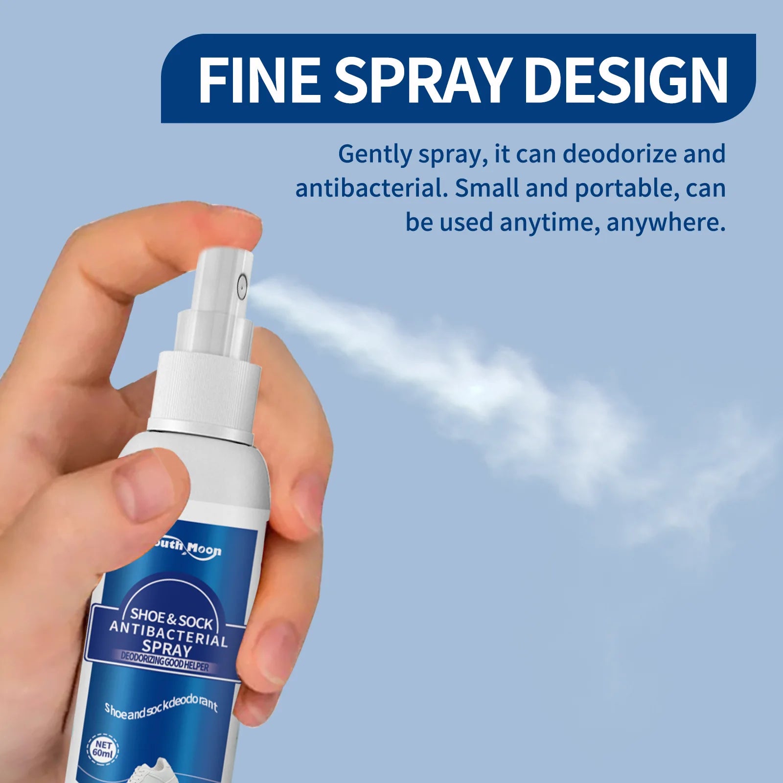 South Moon Shoes Deodorization Spray Antibacterial Antiperspirant Relieve Foot Tinea Beriberi Refresh Shoe Odor Removal Spray