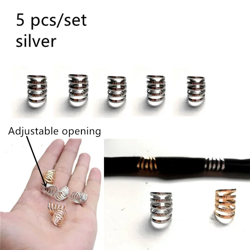 5-8Pcs Metal Hollow Out Hair Ring Accessories,Beads Hair Braid Rings Clips Dread Locks Hair Braiding Metal Cuffs Decoration Gold